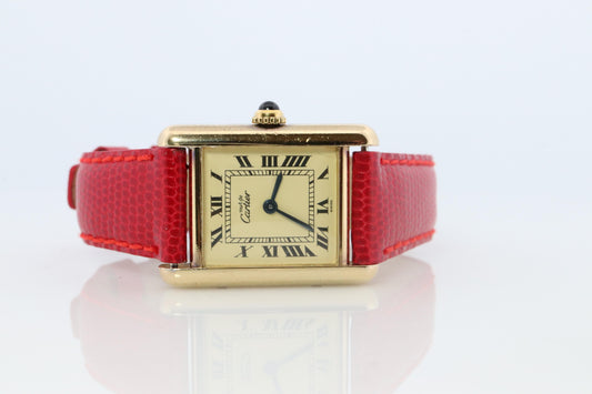 Vintage Must de Cartier Tank 1613 Watch. Vermeil ARGENT 925 Small Tank