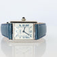 Vintage Must de Cartier Tank Watch. 925 Vermeil ARGENT 6057002 White Blue Dial