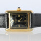 Vintage Must de Cartier Tank Black Dial Watch Vermeil ARGENT Small Manual Tank