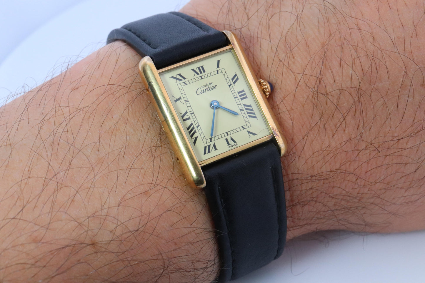 Vintage Must de Cartier 590005 Tank Watch. 925 Vermeil ARGENT Quartz Tank.