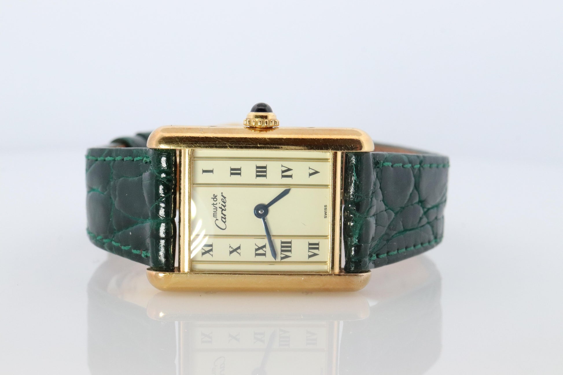 Vintage Must de Cartier Tank Pillar 5057001 Dial Watch Vermeil ARGENT Small Tank