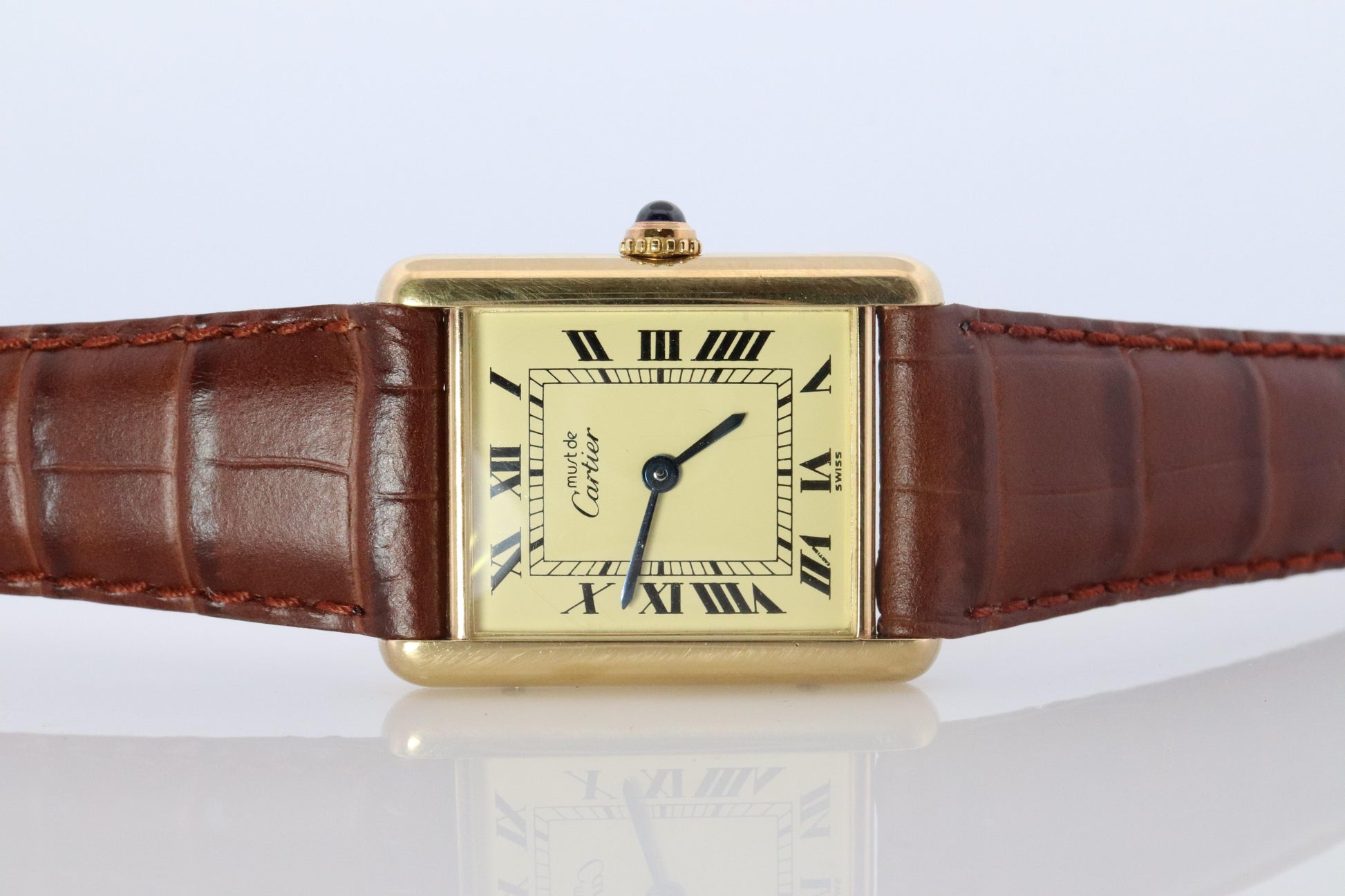 Vintage Must de Cartier 590005 Tank Watch. 925 Vermeil ARGENT Quartz Tank.