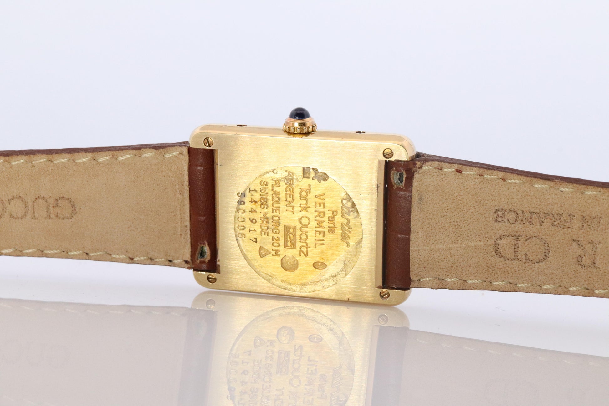 Vintage Must de Cartier 590005 Tank Watch. 925 Vermeil ARGENT Quartz Tank.