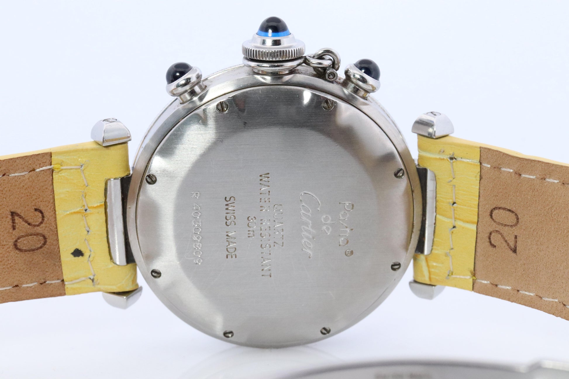 Vintage Cartier PASHA 38mm Chronograph. Rare Yellow Dial W3100355.