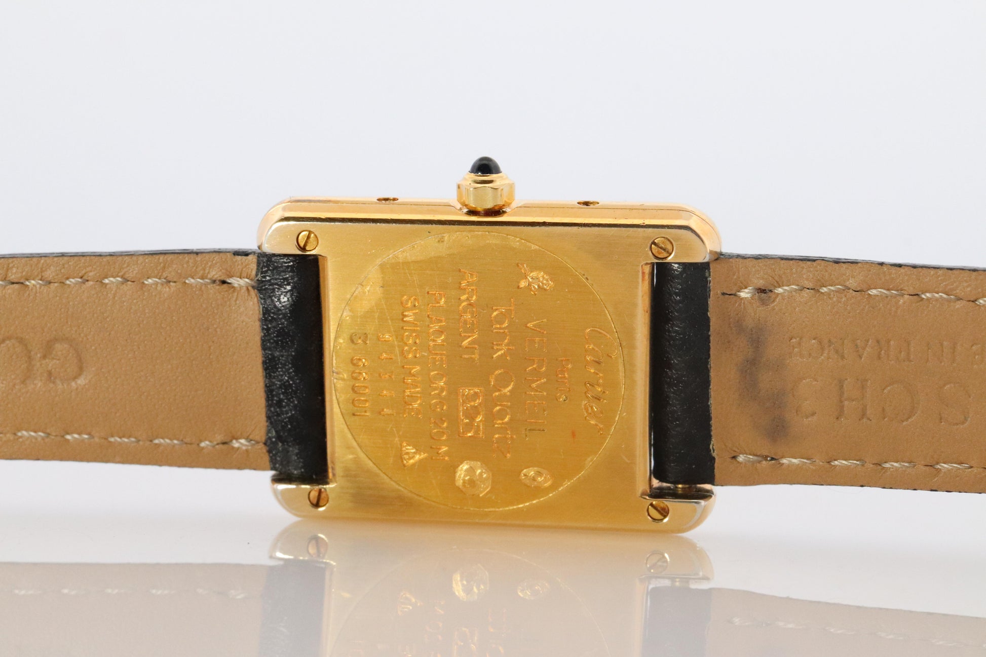 Vintage Must de Cartier Tank 366001 Dial Watch Vermeil ARGENT Small Tank