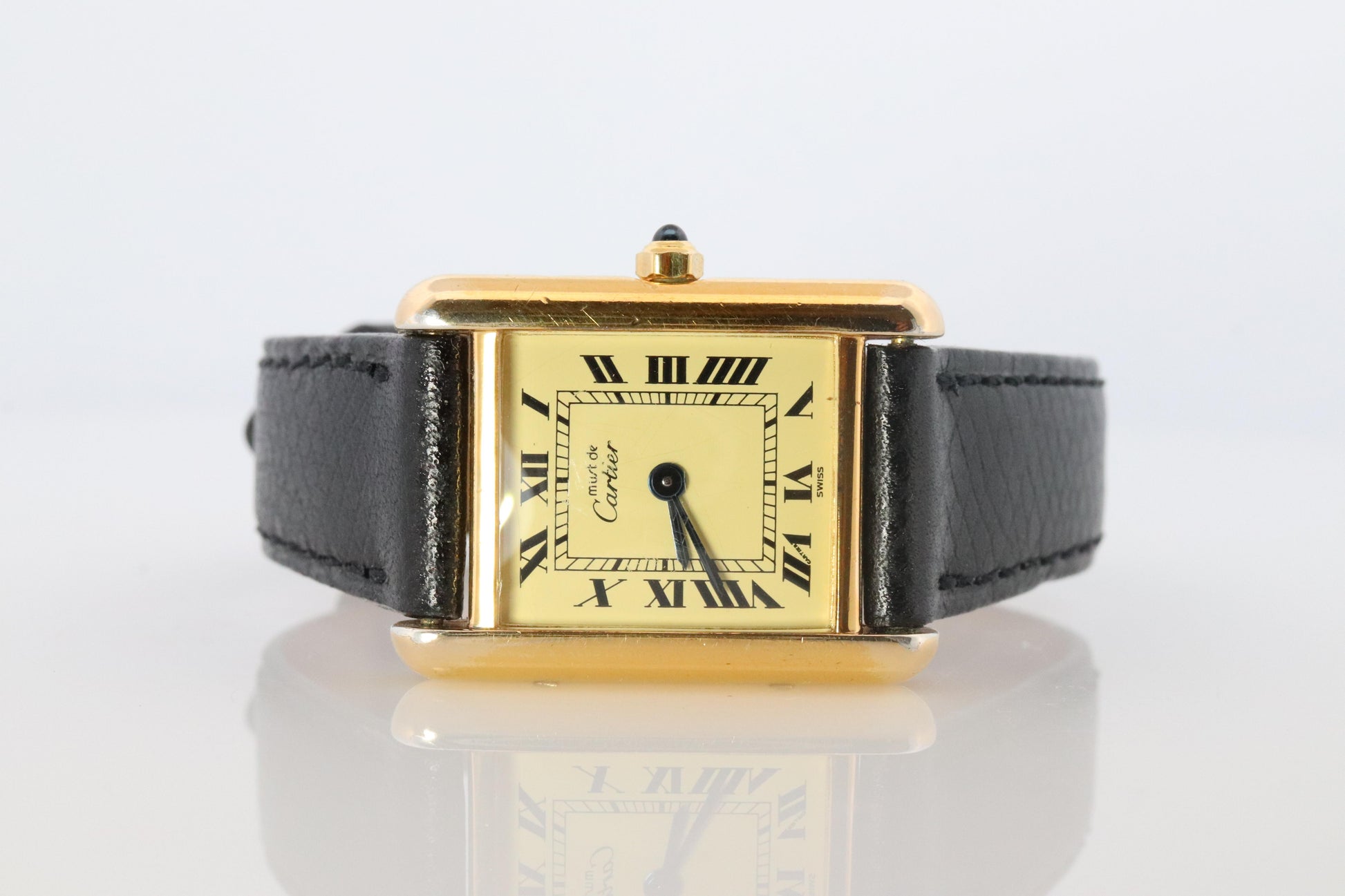 Vintage Must de Cartier Tank 366001 Dial Watch Vermeil ARGENT Small Tank