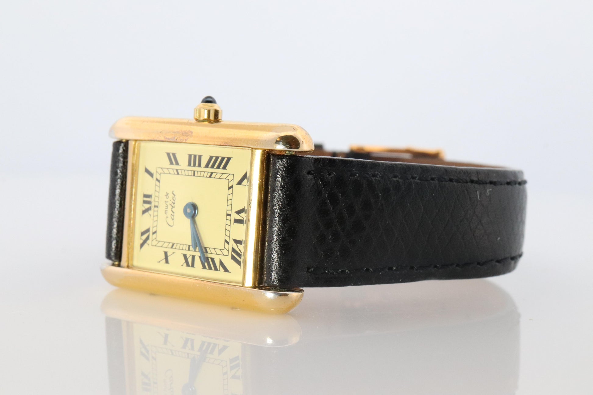 Vintage Must de Cartier Tank 366001 Dial Watch Vermeil ARGENT Small Tank