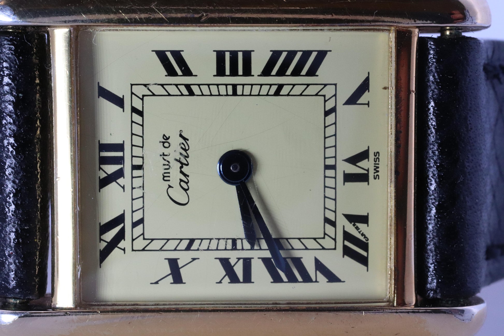 Vintage Must de Cartier Tank 366001 Dial Watch Vermeil ARGENT Small Tank