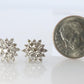Diamond Flower Cluster Stud Earrings.  Platinum Earrings. Pt900 and 1CTW dia.