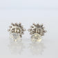 Diamond Flower Cluster Stud Earrings.  Platinum Earrings. Pt900 and 1CTW dia.