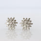 Diamond Flower Cluster Stud Earrings.  Platinum Earrings. Pt900 and 1CTW dia.