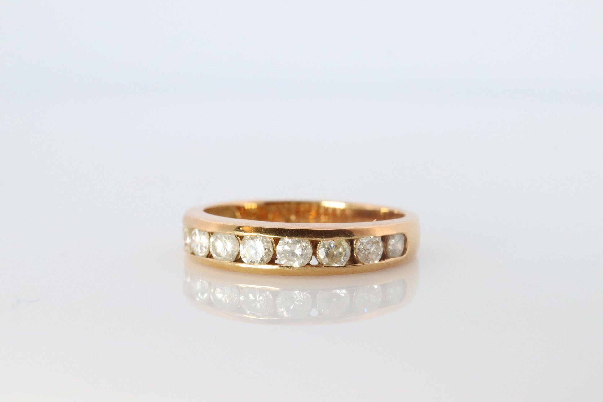 18k Diamond eternity band. 18k Yellow Gold Half Anniversary Infinity Ring