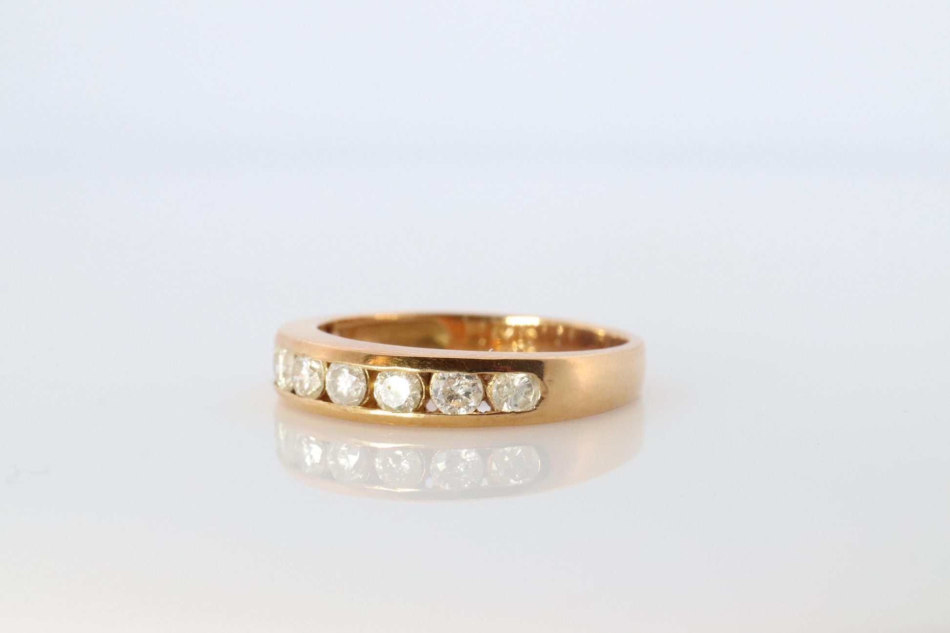 18k Diamond eternity band. 18k Yellow Gold Half Anniversary Infinity Ring