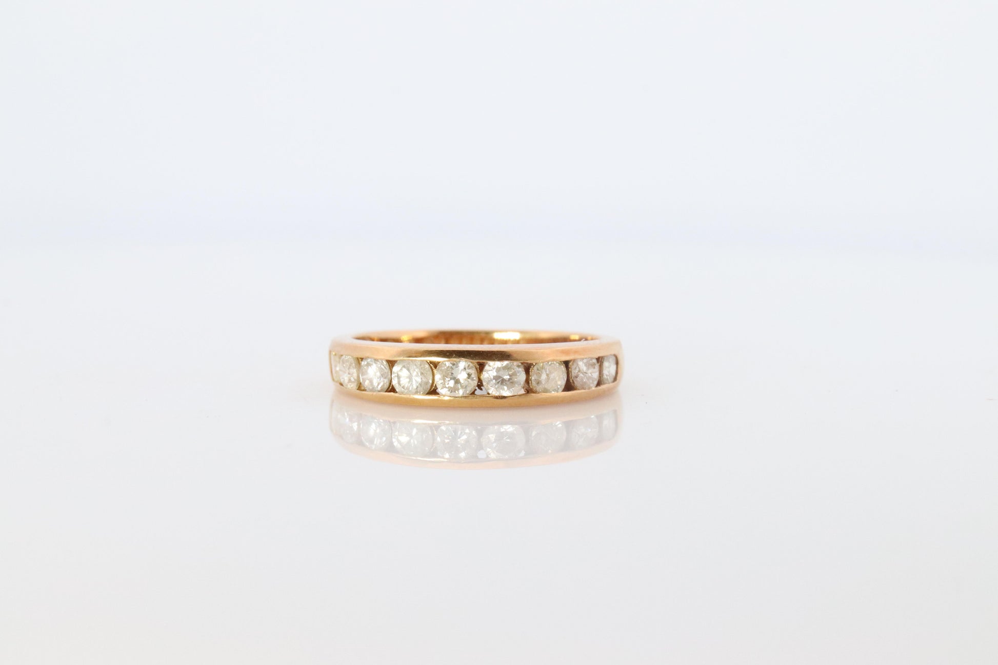 18k Diamond eternity band. 18k Yellow Gold Half Anniversary Infinity Ring