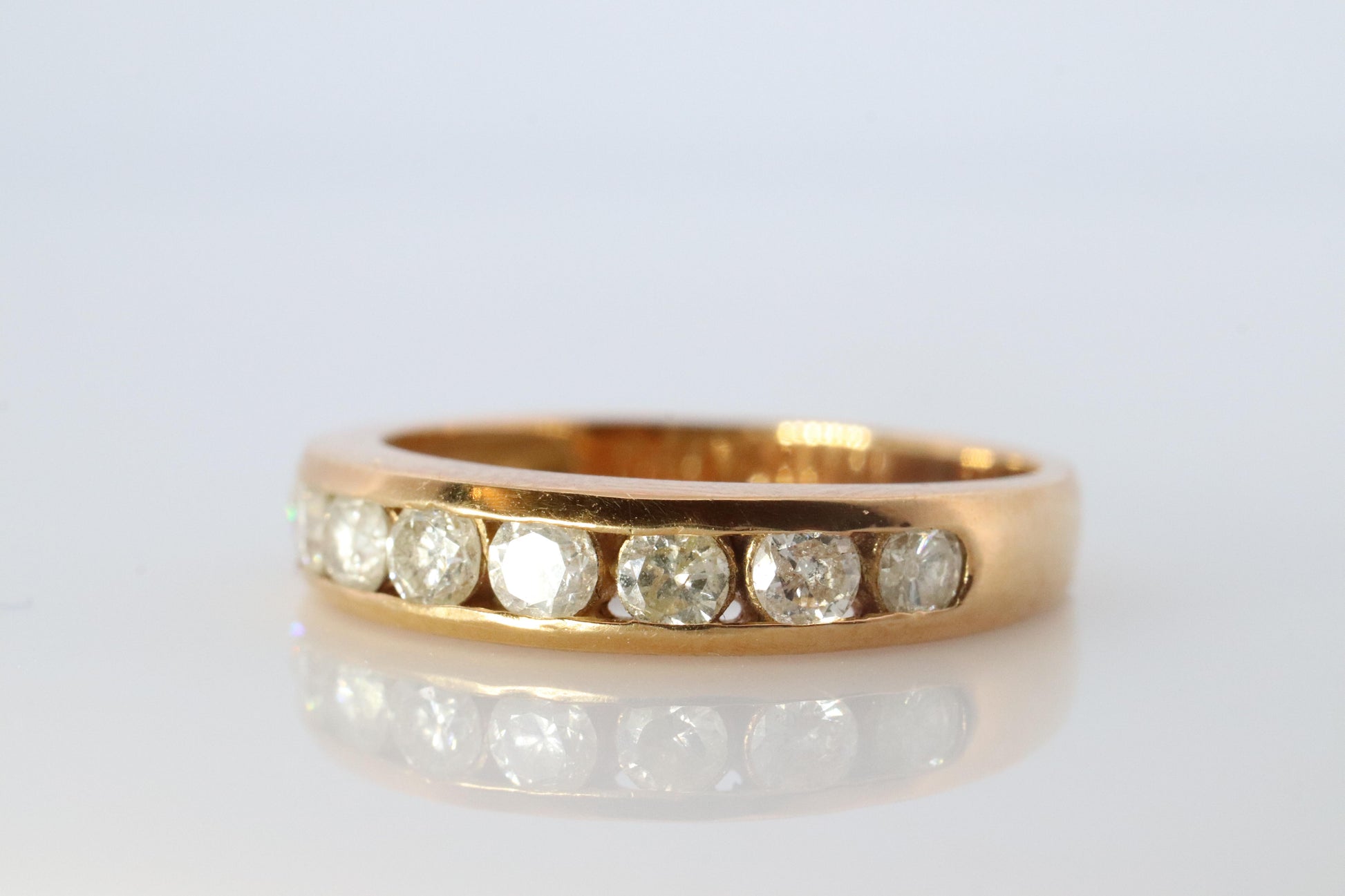 18k Diamond eternity band. 18k Yellow Gold Half Anniversary Infinity Ring