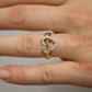 18k Diamond Heart ring. 18k Yellow Gold Open Heart Love ring.