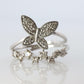 Platinum Butterfly ring. Pt900 Fun Diamond Dainty cluster band.