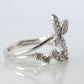 Platinum Butterfly ring. Pt900 Fun Diamond Dainty cluster band.