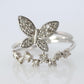 Platinum Butterfly ring. Pt900 Fun Diamond Dainty cluster band.