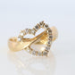 18k Diamond Heart ring. 18k Yellow Gold Open Heart Love ring.