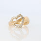 18k Diamond Heart ring. 18k Yellow Gold Open Heart Love ring.