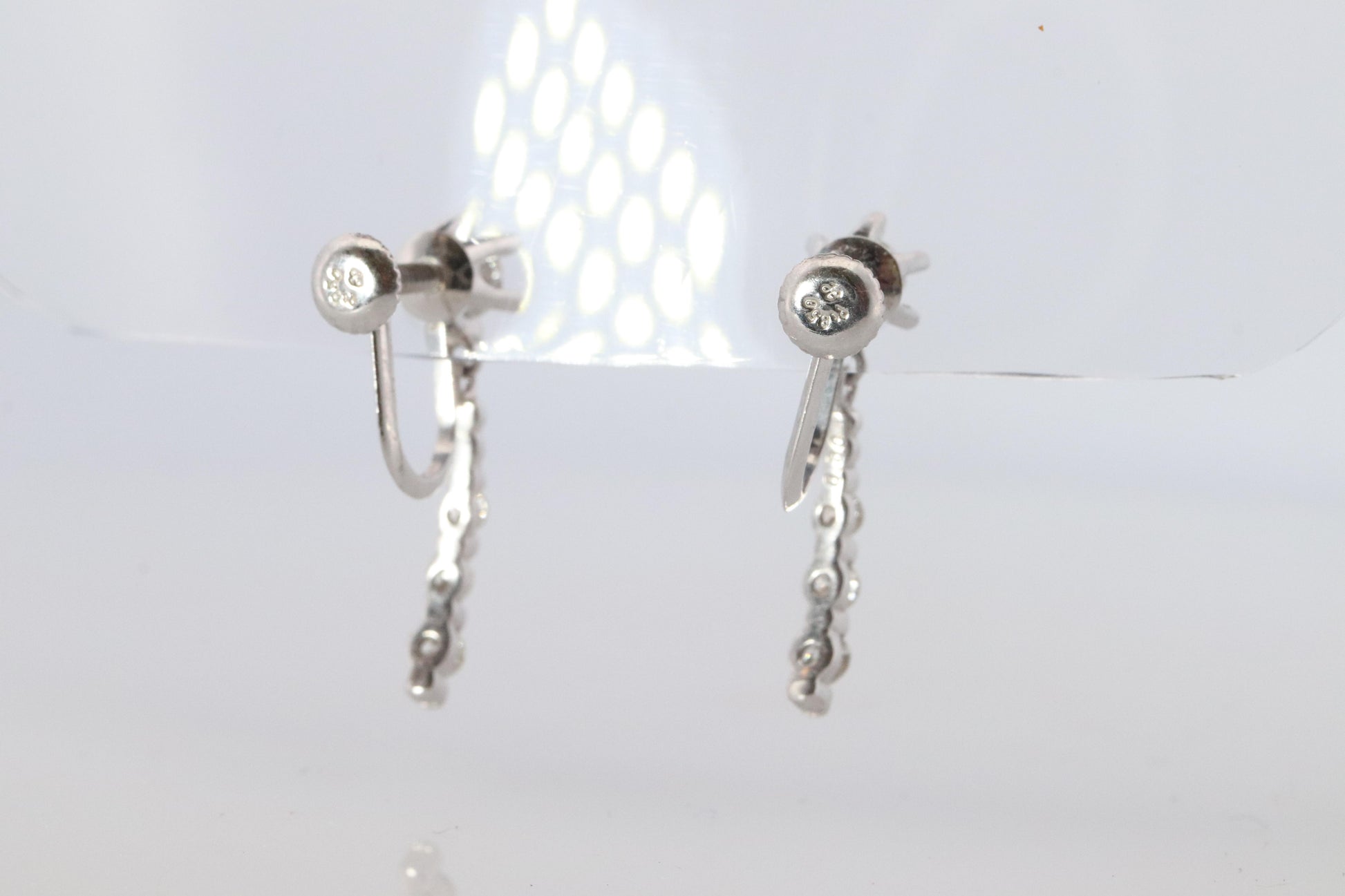 Diamond Dangle Earrings. Platinum PT950 Unpierced Clip On Earrings