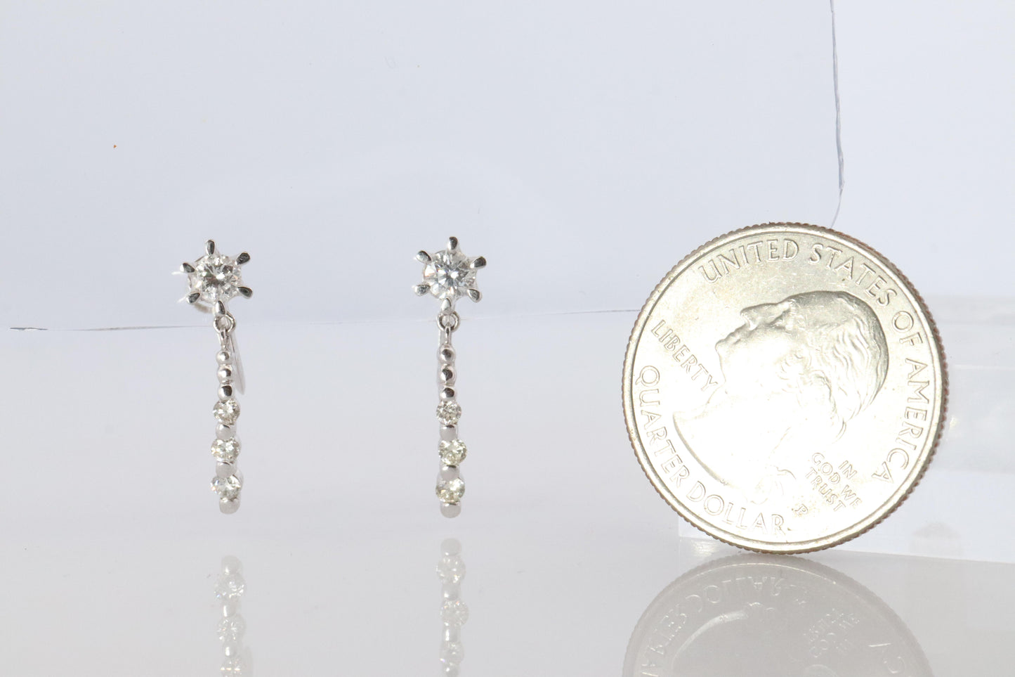 Diamond Dangle Earrings. Platinum PT950 Unpierced Clip On Earrings
