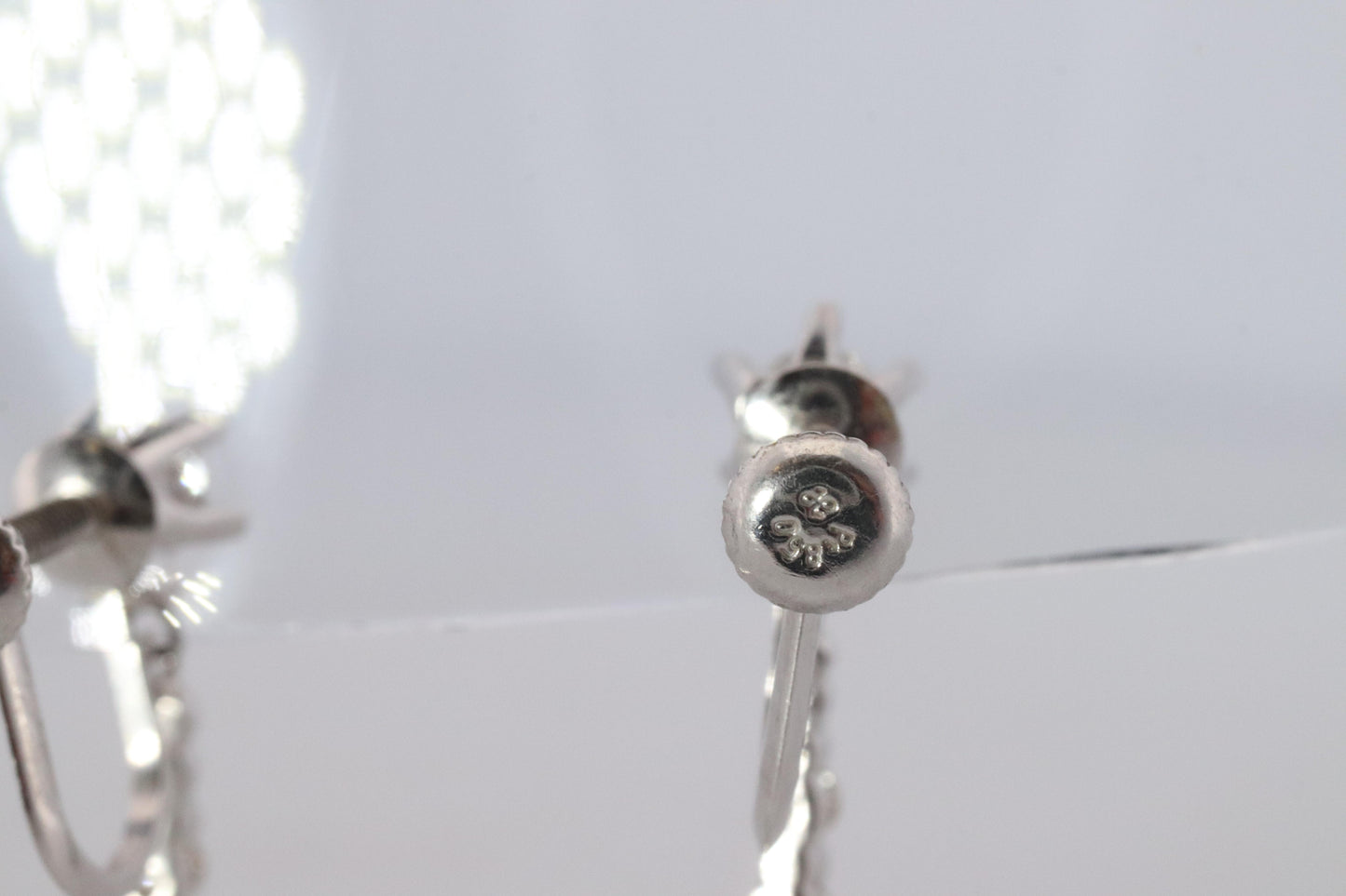 Diamond Dangle Earrings. Platinum PT950 Unpierced Clip On Earrings