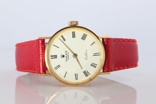 Genuine 18k Rolex Watch. 18k YG Ladies Rolex CELLINI 3810 Round WristWatch