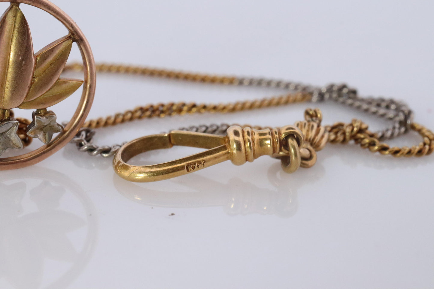 18k YG Pocket watch Chain. Antique Pocket Watch Curb chain.
