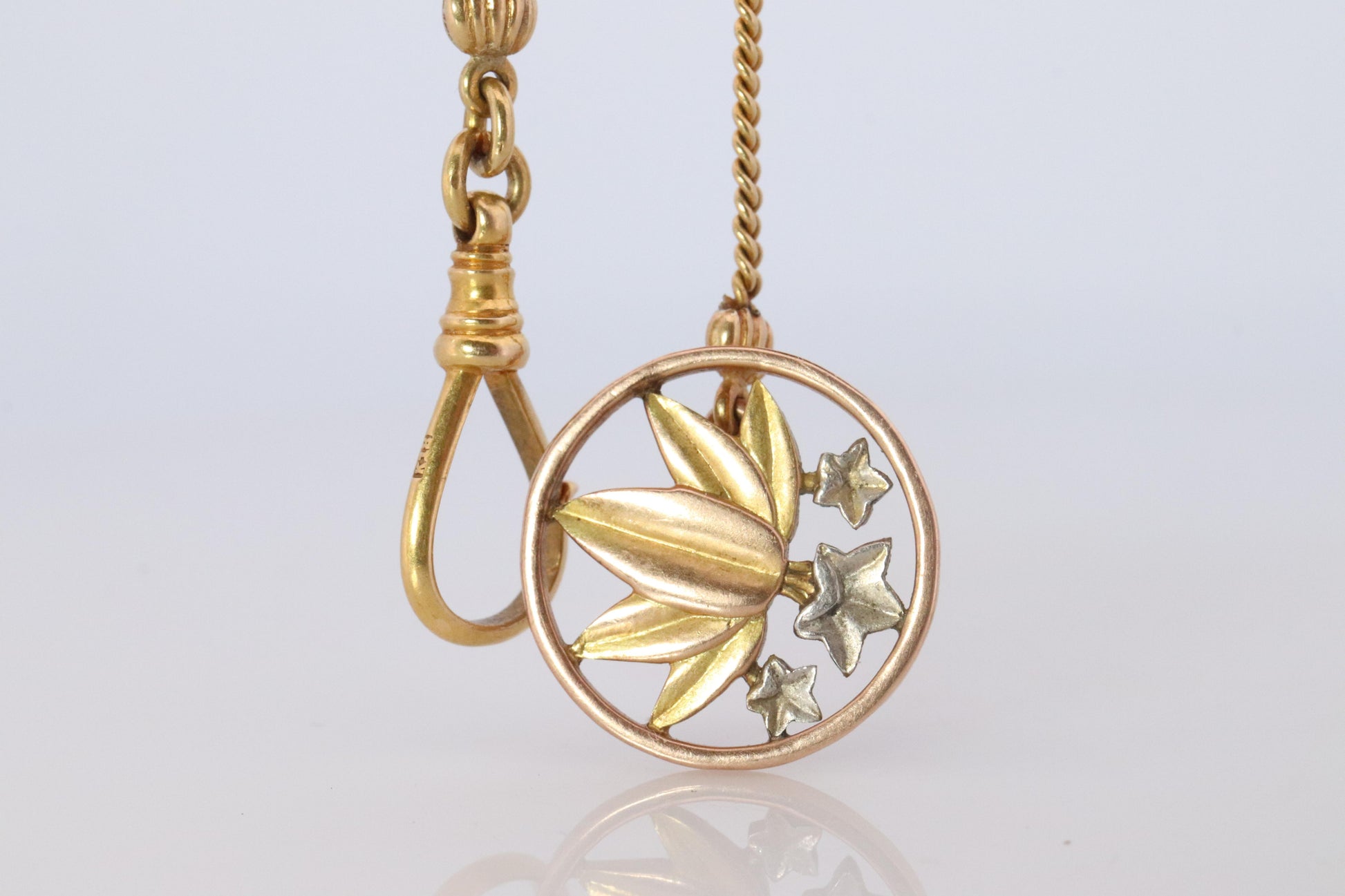 18k YG Pocket watch Chain. Antique Pocket Watch Curb chain.