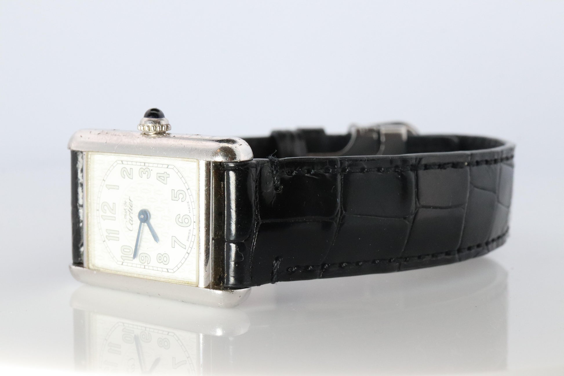 Vintage Must de Cartier Tank Watch. 925 Vermeil ARGENT 2416 Arabic Dial Tank