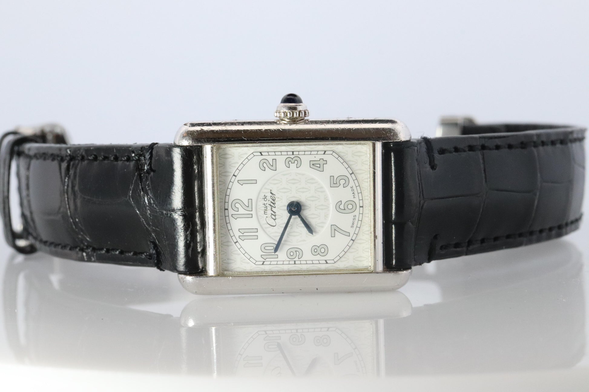 Vintage Must de Cartier Tank Watch. 925 Vermeil ARGENT 2416 Arabic Dial Tank