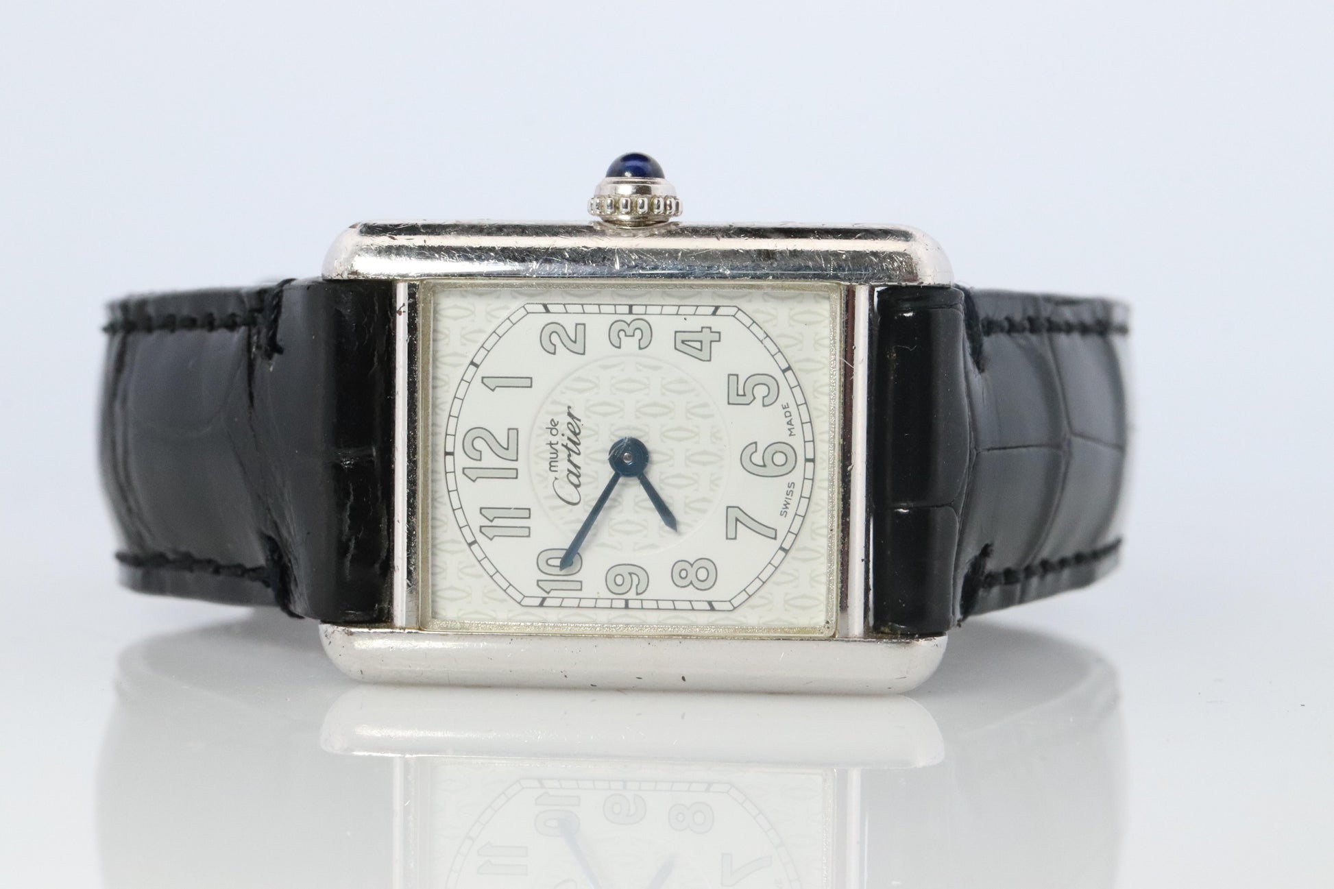Vintage Must de Cartier Tank Watch. 925 Vermeil ARGENT 2416 Arabic Dial Tank