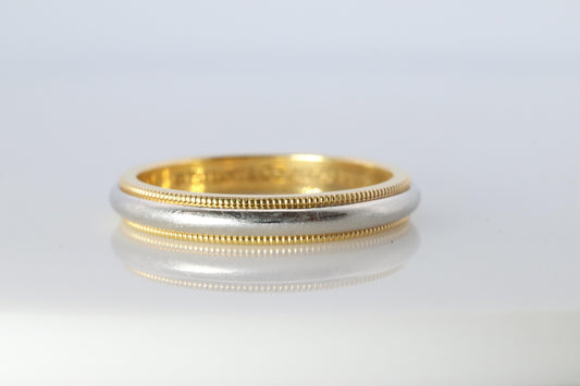 Vintage Tiffany and Co Ring. Authentic 18k PT950 Milgrain Mens T&CO Band