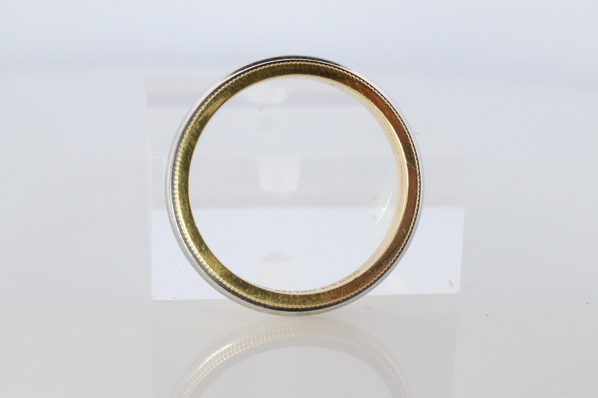 Vintage Tiffany and Co Ring. Authentic 18k PT950 Milgrain Mens T&CO Band