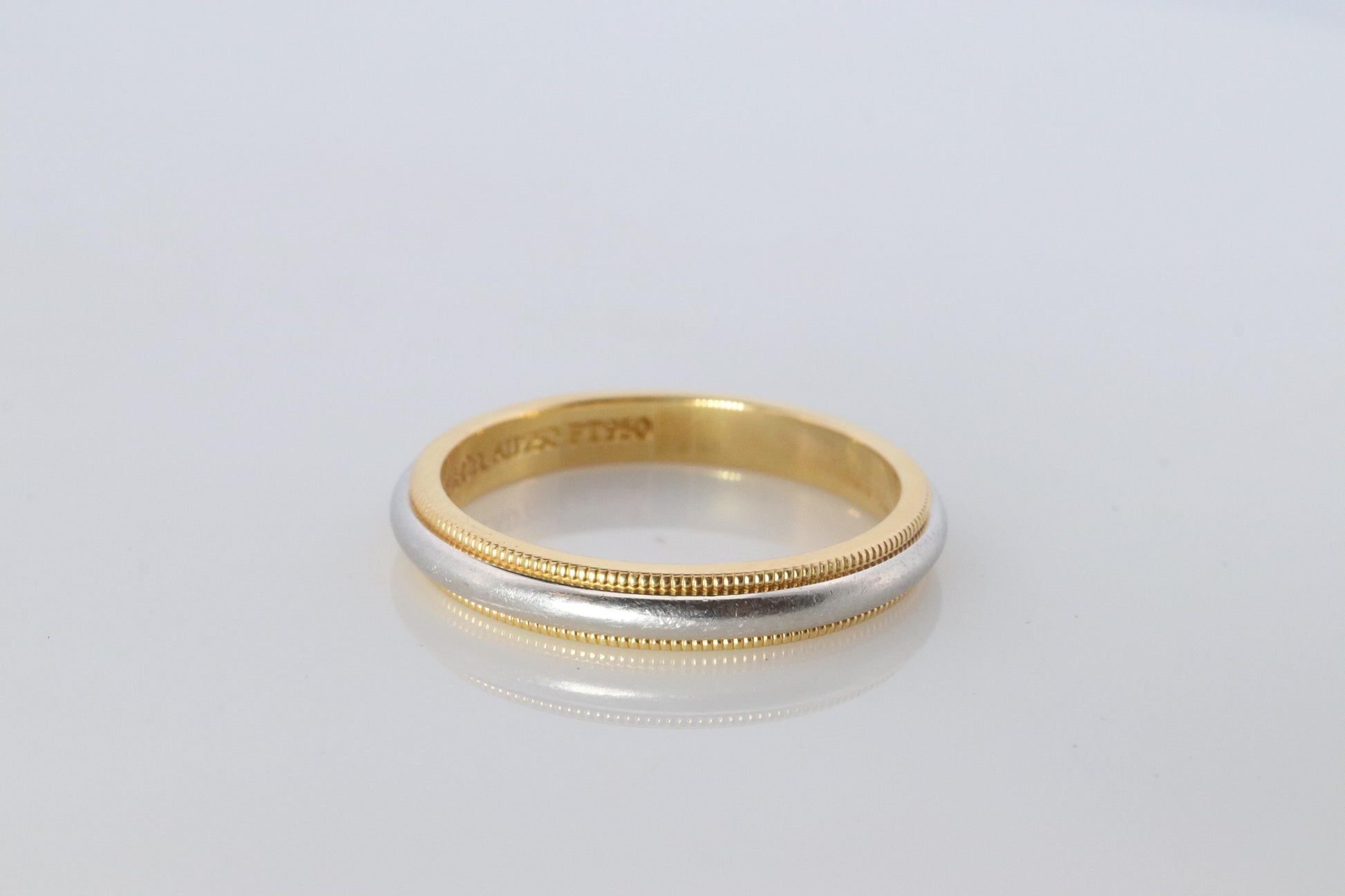 Vintage Tiffany and Co Ring. Authentic 18k PT950 Milgrain Mens T&CO Band