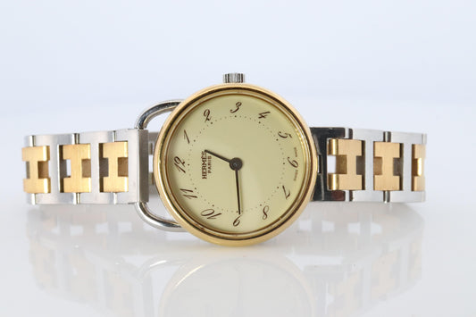 Genuine HERMES Arceau 25mm Round Quartz Watch White Dial