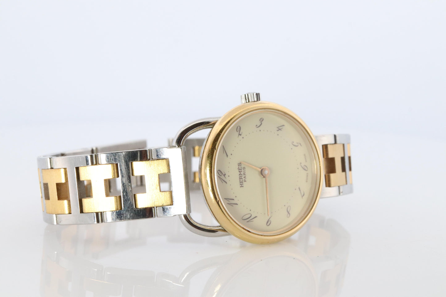 Genuine HERMES Arceau 25mm Round Quartz Watch White Dial