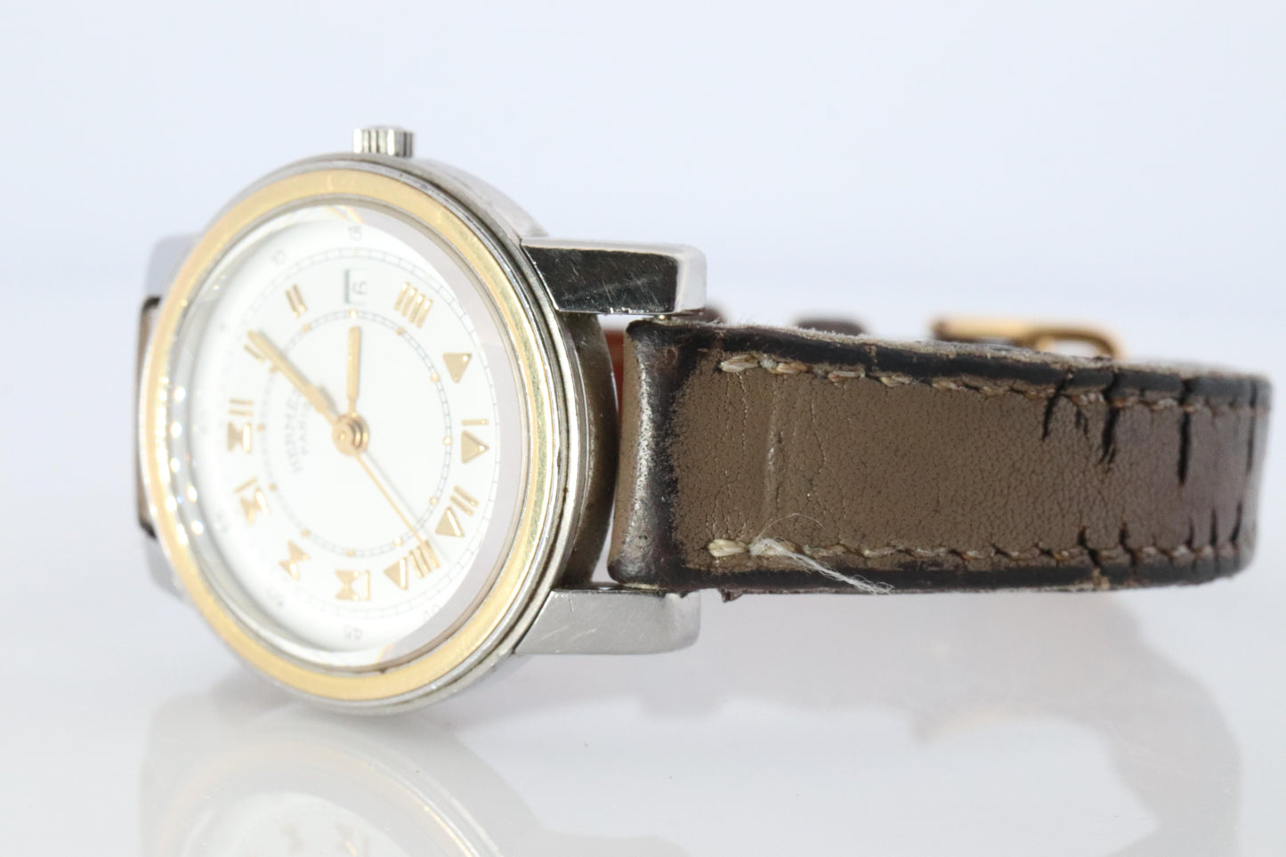 Genuine HERMES Carrick 26mm Round Quartz Watch White Dial