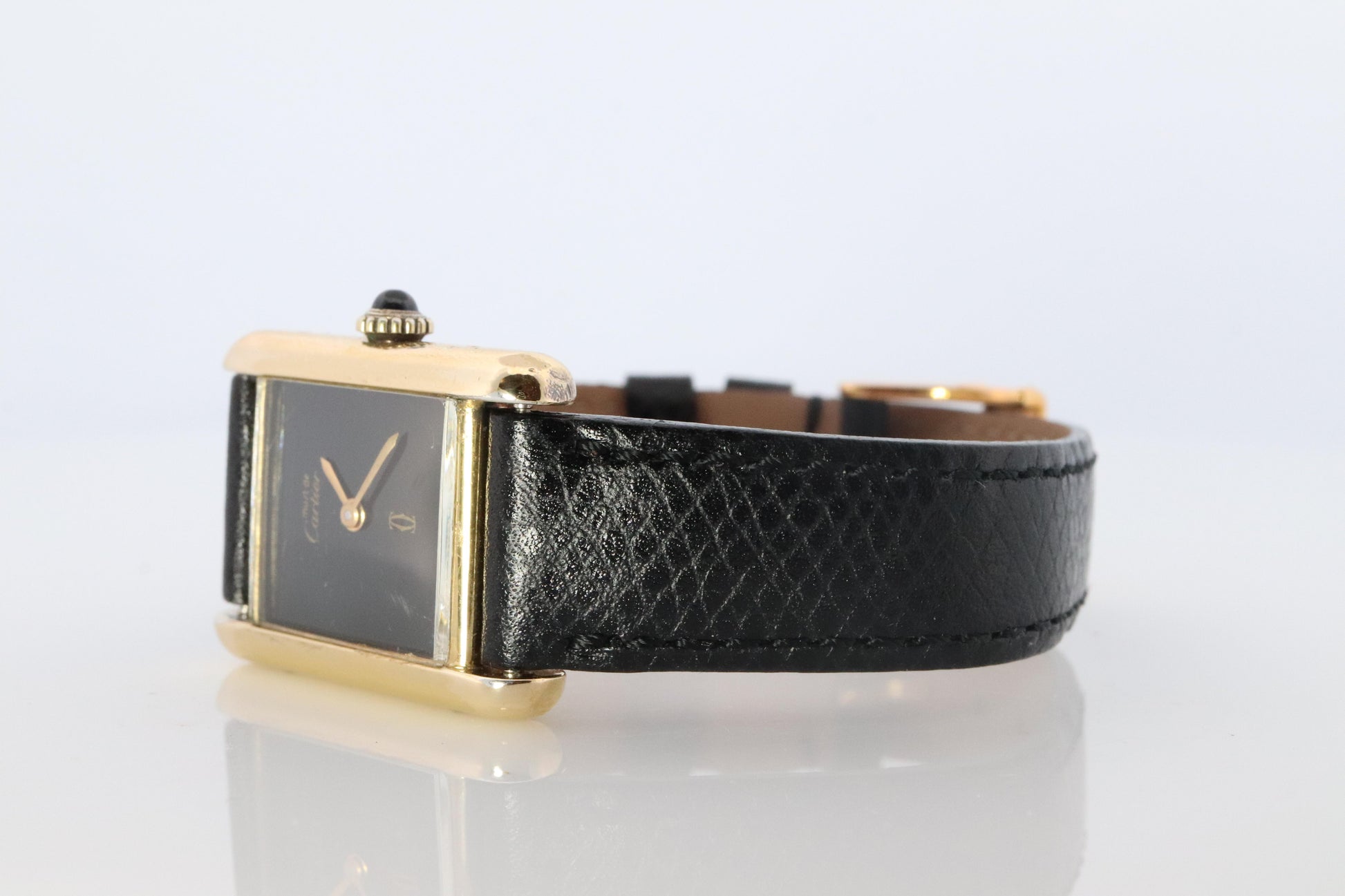 Must de Cartier Tank Black Mystery Dial. Black ARGENT 925 Small Windup Watch