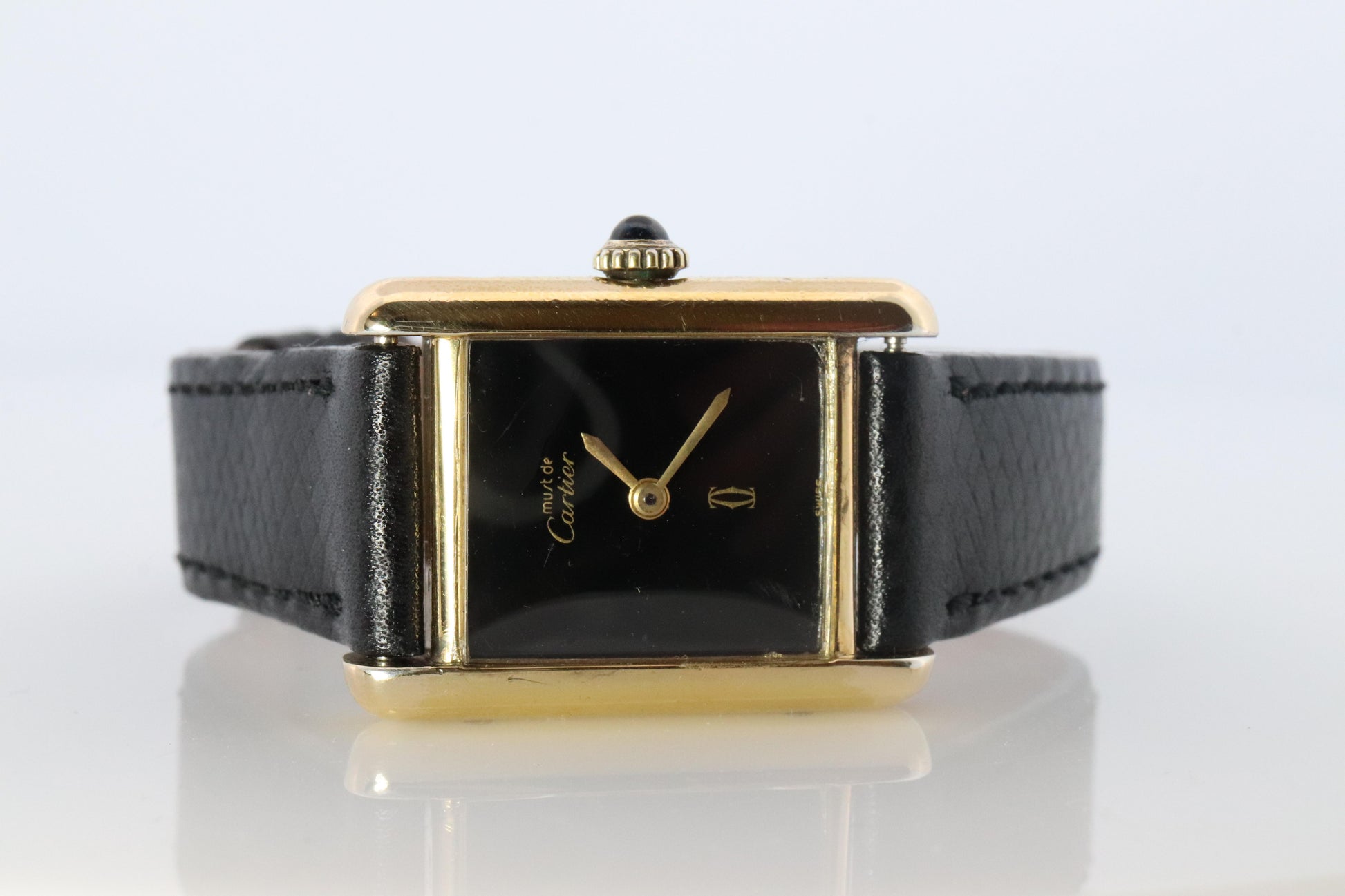 Must de Cartier Tank Black Mystery Dial. Black ARGENT 925 Small Windup Watch