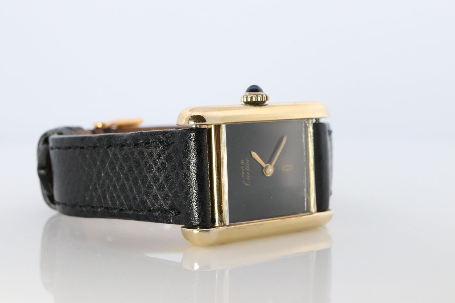 Must de Cartier Tank Black Mystery Dial. Black ARGENT 925 Small Windup Watch