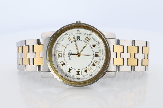 Genuine HERMES Carrick LARGE 34mm Round Quartz Watch White Dial