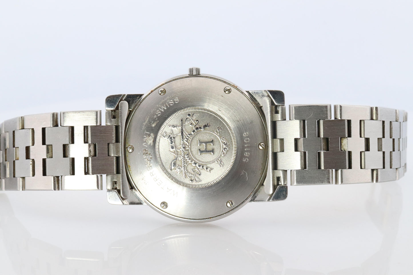 Genuine HERMES Carrick LARGE 34mm Round Quartz Watch White Dial