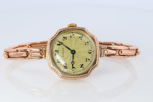 Antique Rolex Womens Cocktail Watch. 9k Rose Gold 0902 Manual Windup.