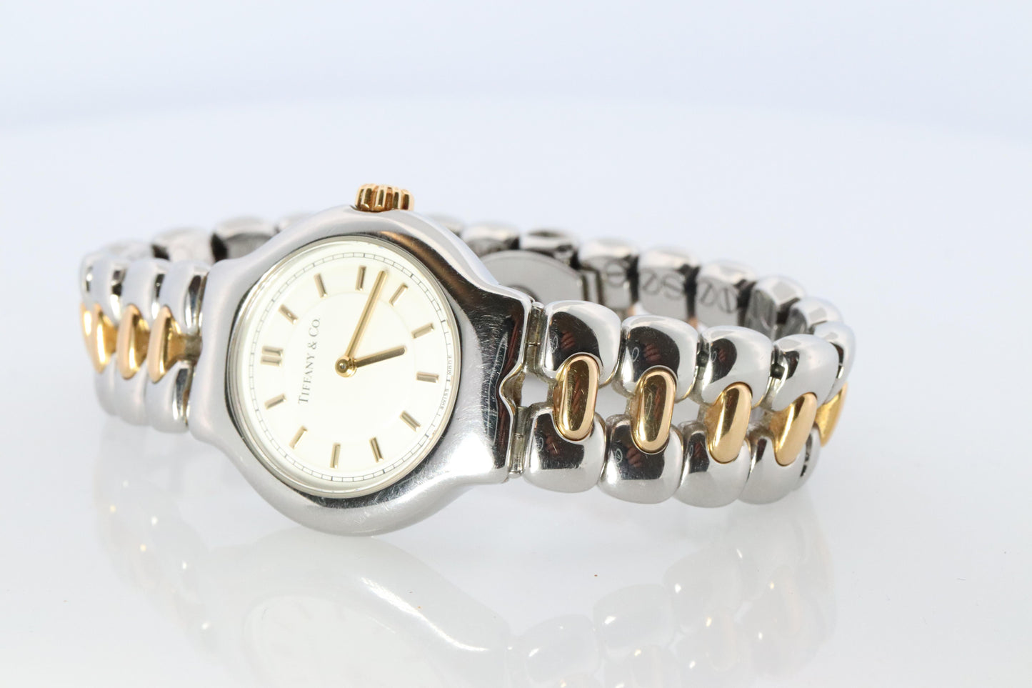Tiffany and Co Watch. 18k Tiffany Tesoro Stainless Steel Ladies 25mm Wristwatch