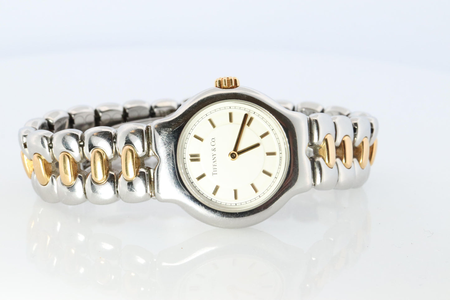 Tiffany and Co Watch. 18k Tiffany Tesoro Stainless Steel Ladies 25mm Wristwatch