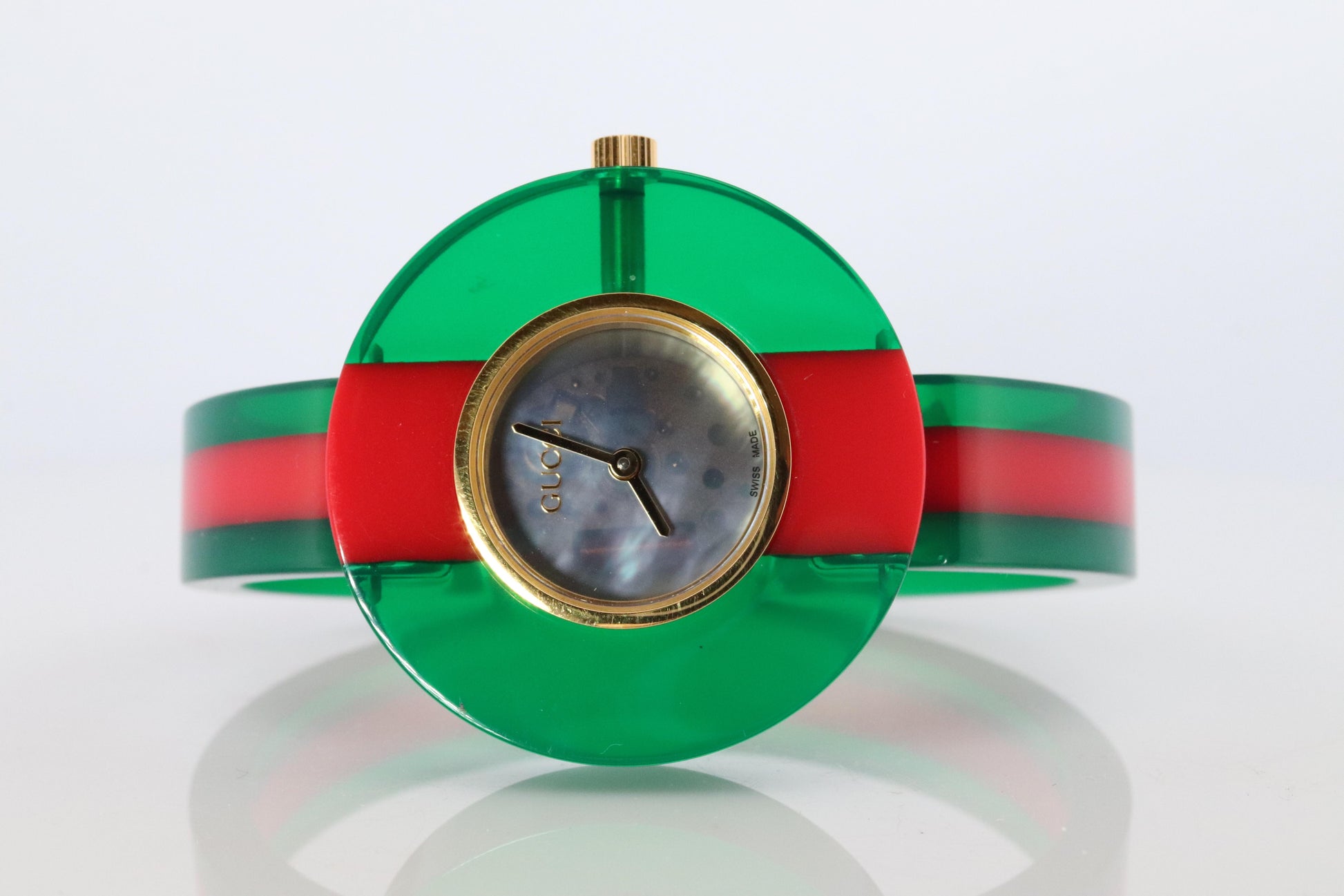 Vintage GUCCI Quartz 143.3  Watch. Gucci Ladies Bangle Plastic Vintage Web Watch