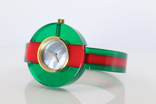 Vintage GUCCI Quartz 143.3  Watch. Gucci Ladies Bangle Plastic Vintage Web Watch